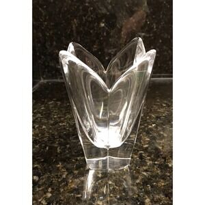 ORREFORS Four Point Lotus Tulip Clear Crystal Vase Sweden 5-1/2"